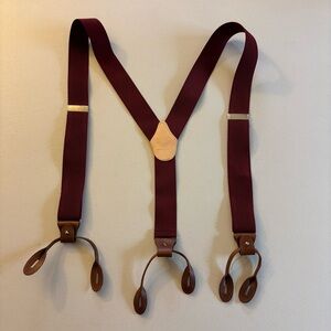 Men's Burgundy Suspenders with Leather Accents